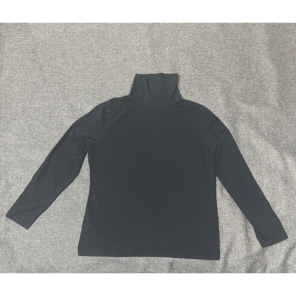 Merona Womens XXL Turtleneck Top Long Sleeve Black Cotton Blend Solid